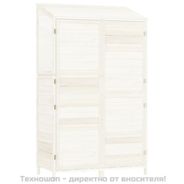 Градинска барака, бяла, 102x52x174,5 см, чамово дърво масив
