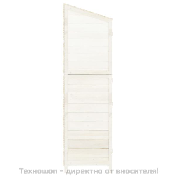 Градинска барака, бяла, 102x52x174,5 см, чамово дърво масив
