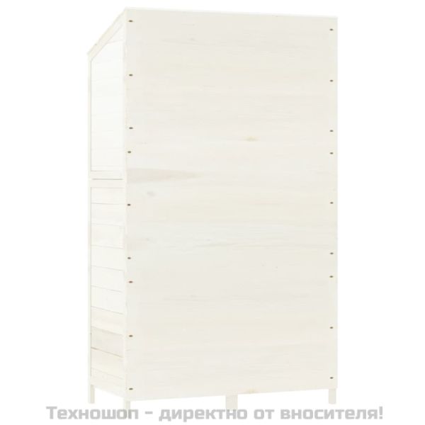 Градинска барака, бяла, 102x52x174,5 см, чамово дърво масив