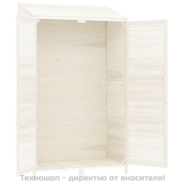 Градинска барака, бяла, 102x52x174,5 см, чамово дърво масив