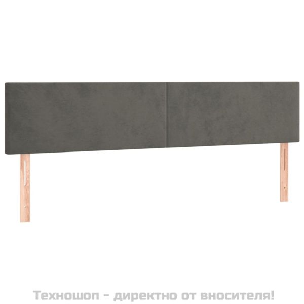 Горни табли за легло, 2 бр, тъмносиви, 100x5x78/88 см, кадифе