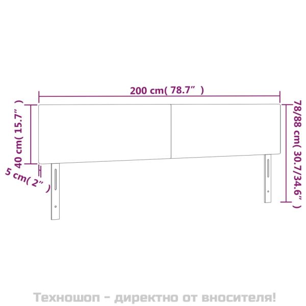Горна табла за легло, 2 бр, тъмносиня, 100x5x78/88 см, кадифе