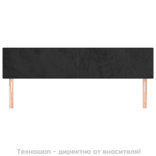 Горни табли за легло, 2 бр, черни, 100x5x78/88 см, кадифе