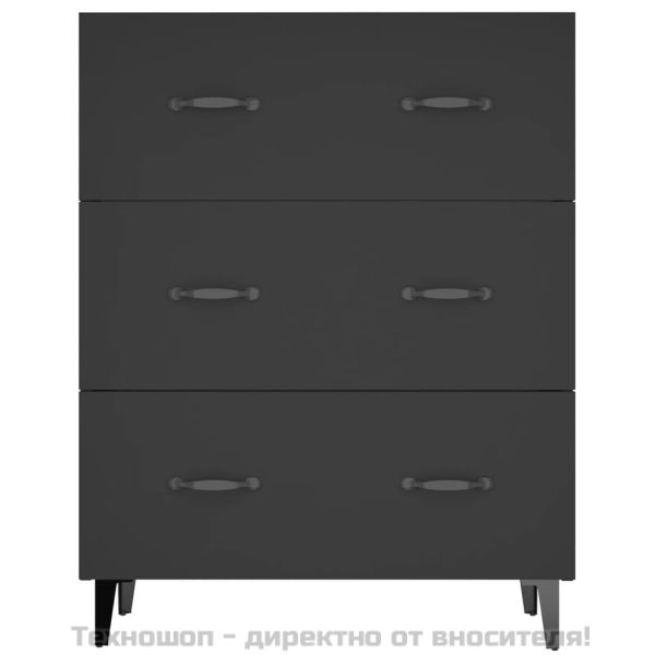 Сайдборд, черен, 69,5x34x90 см, инженерно дърво