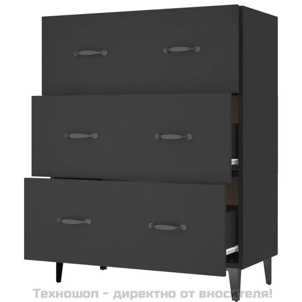 Сайдборд, черен, 69,5x34x90 см, инженерно дърво