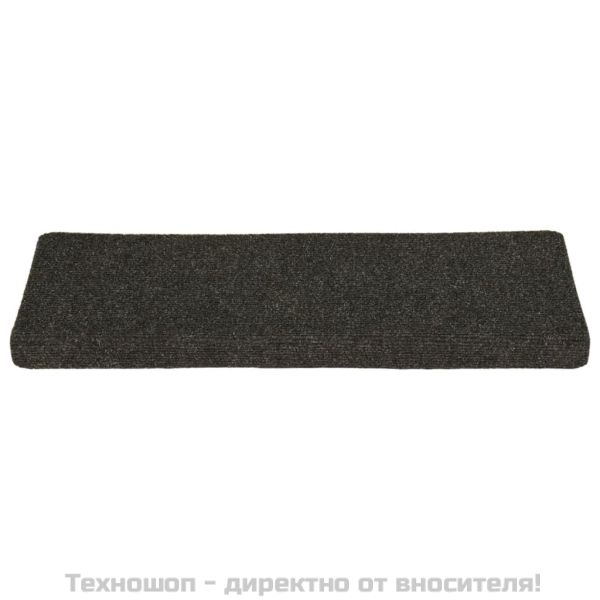 Изтривалки за стълби, самозалепващи се, 15 бр., 65x21x4 см, антрацит, правоъгълен кант