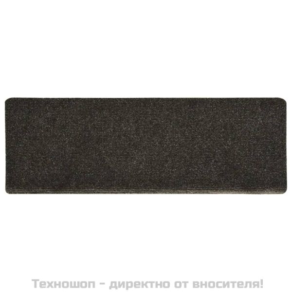 Изтривалки за стълби, самозалепващи се, 15 бр., 65x21x4 см, антрацит, правоъгълен кант