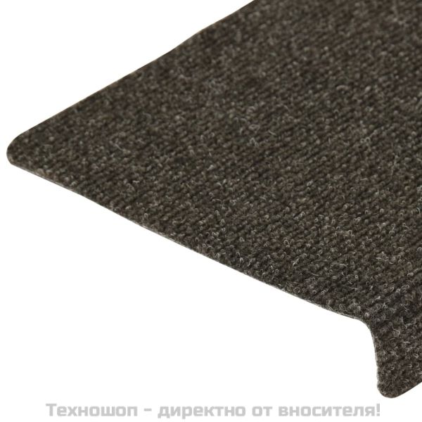 Изтривалки за стълби, самозалепващи се, 15 бр., 65x21x4 см, антрацит, правоъгълен кант