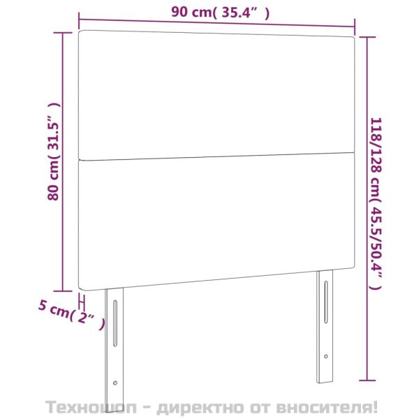 Табла за легло, тъмносива, 90x5x118/128 см, плат