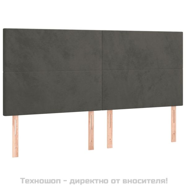 Табла за легло, тъмносива, 160x5x118/128 см, кадифе