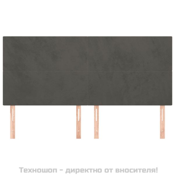Табла за легло, тъмносива, 160x5x118/128 см, кадифе