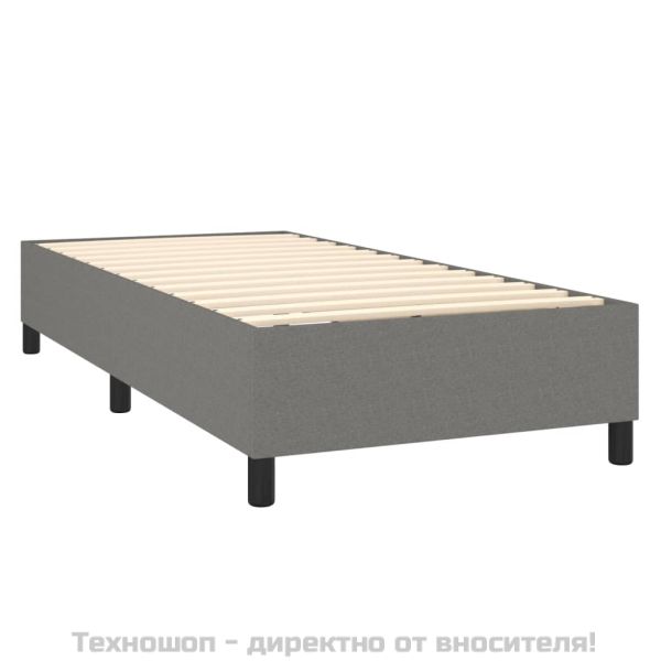 Боксспринг легло с матрак, тъмносив, 90x190 см, плат