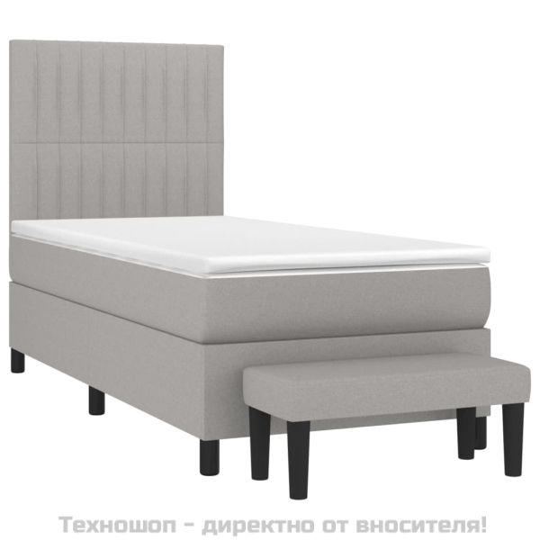 Боксспринг легло с матрак, светлосиво, 90x200 см, плат