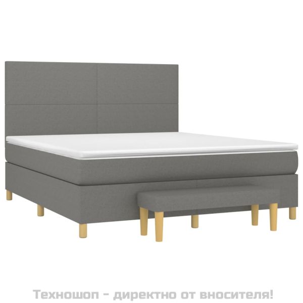 Боксспринг легло с матрак, тъмносиво, 180x200 см, плат