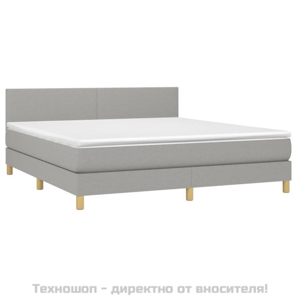 Боксспринг легло с матрак, светлосиво, 180x200 см, плат