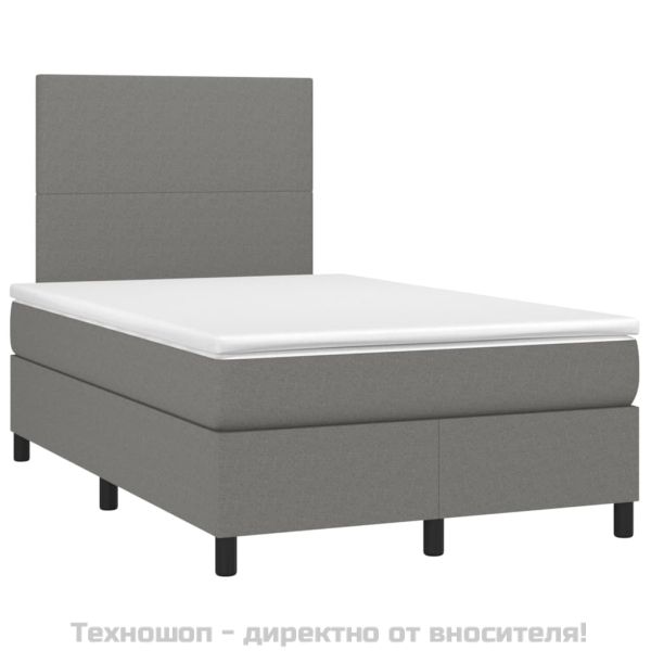 Боксспринг легло с матрак, тъмносиво, 120x200 см, плат