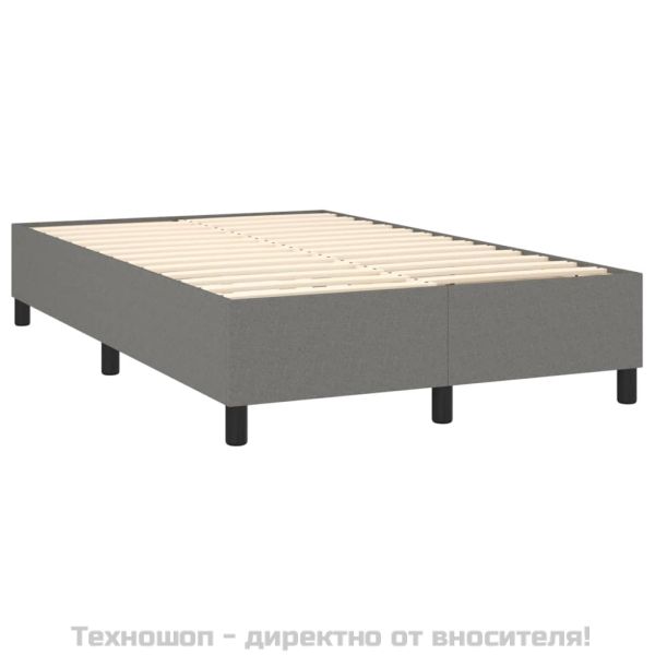 Боксспринг легло с матрак, тъмносиво, 120x200 см, плат
