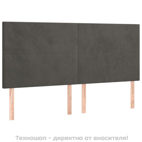 Боксспринг легло с матрак, тъмносиво, 200x200 см, кадифе