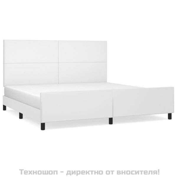 Рамка за легло с табла, бяла, 200x200 см, изкуствена кожа