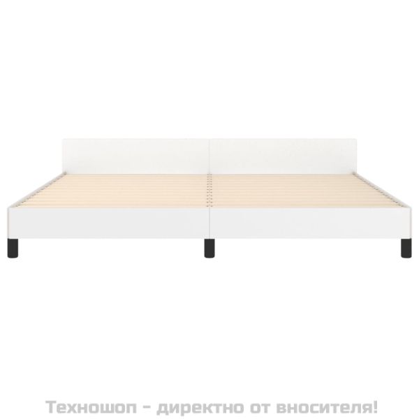 Рамка за легло с табла, бяла, 200x200 см, изкуствена кожа