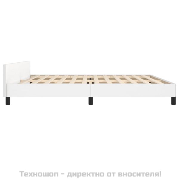 Рамка за легло с табла, бяла, 200x200 см, изкуствена кожа