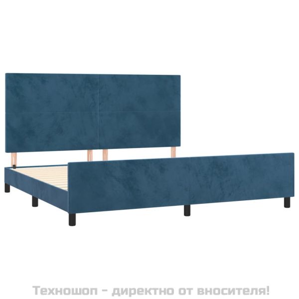 Рамка за легло без матрак, тъмносиня, 200x200 см, кадифе