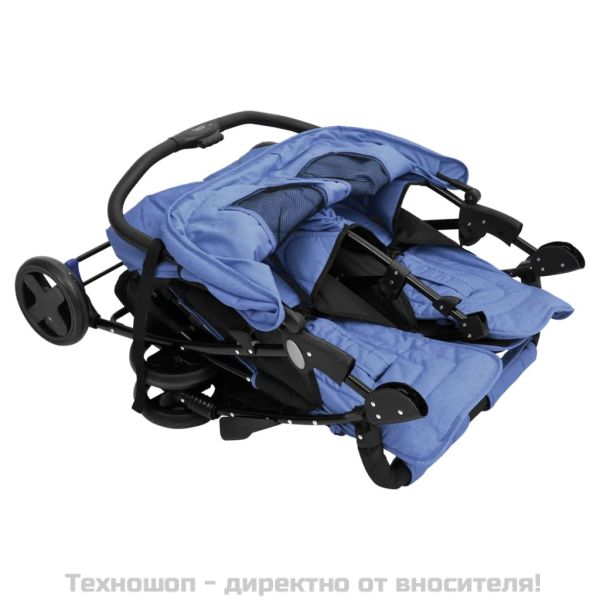 Количка за близнаци, тъмносиня, стомана