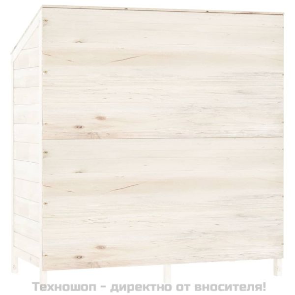 Градинска барака, бяла, 102x52x112 см, чамово дърво масив