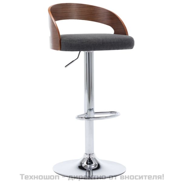 Бар табуретки, 2 бр, тъмносиви, текстил и извито дърво