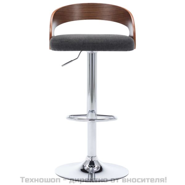 Бар табуретки, 2 бр, тъмносиви, текстил и извито дърво