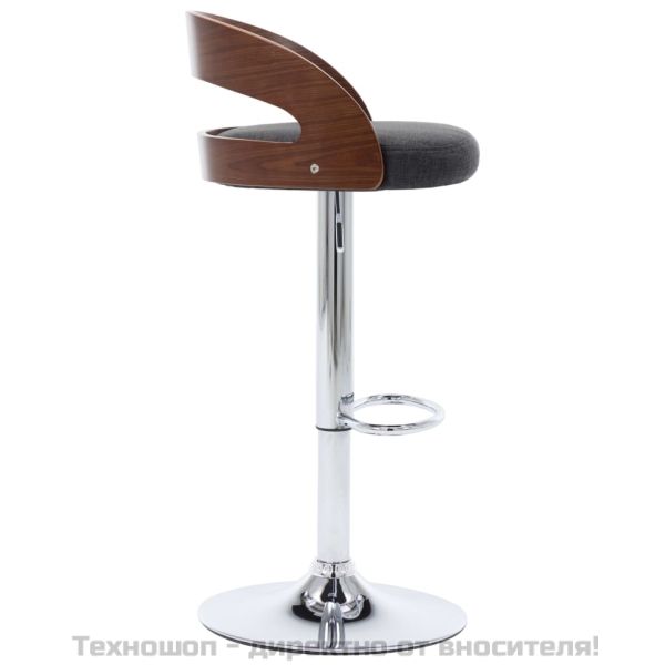 Бар табуретки, 2 бр, тъмносиви, текстил и извито дърво