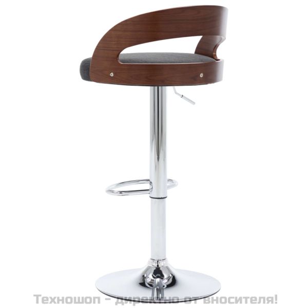 Бар табуретки, 2 бр, тъмносиви, текстил и извито дърво