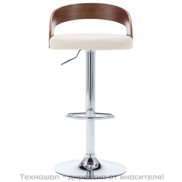 Бар табуретки, 2 бр, кремави, изкуствена кожа и извито дърво