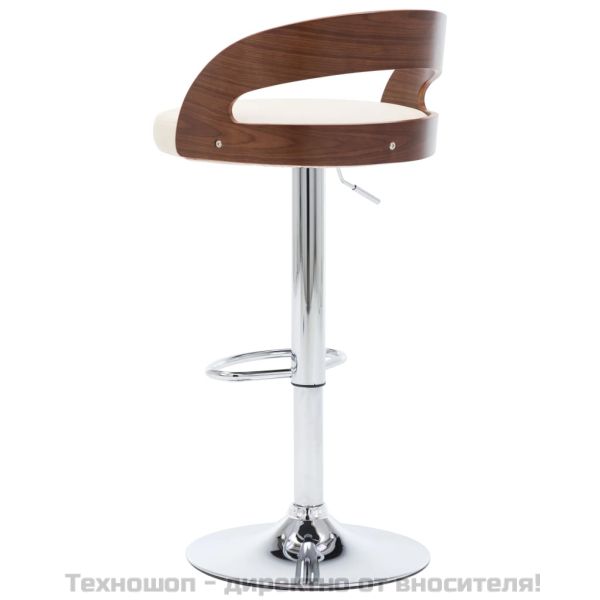 Бар табуретки, 2 бр, кремави, изкуствена кожа и извито дърво