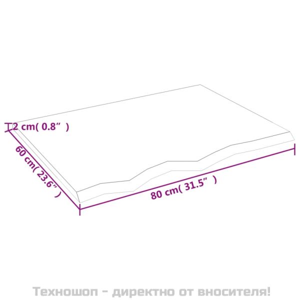 Стенен рафт 80x60x2 см необработен масивен дъб