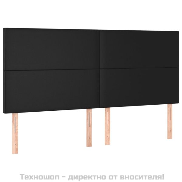 Табла за легло, черна, 180x5x118/128 см, изкуствена кожа