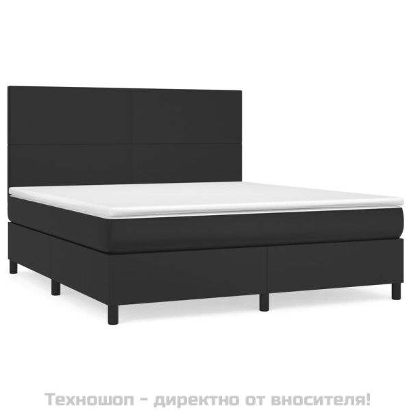 Боксспринг легло с матрак, черно, 180x200 см, изкуствена кожа