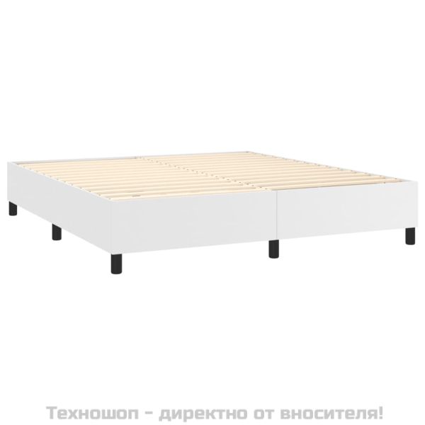 Боксспринг легло с матрак, бяло, 180x200 см, изкуствена кожа