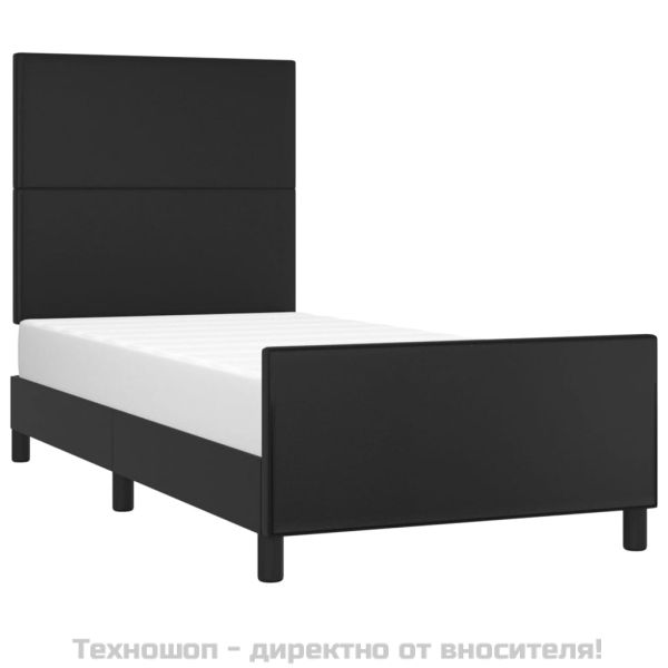 Рамка за легло с табла, черна, 90x200 см, изкуствена кожа