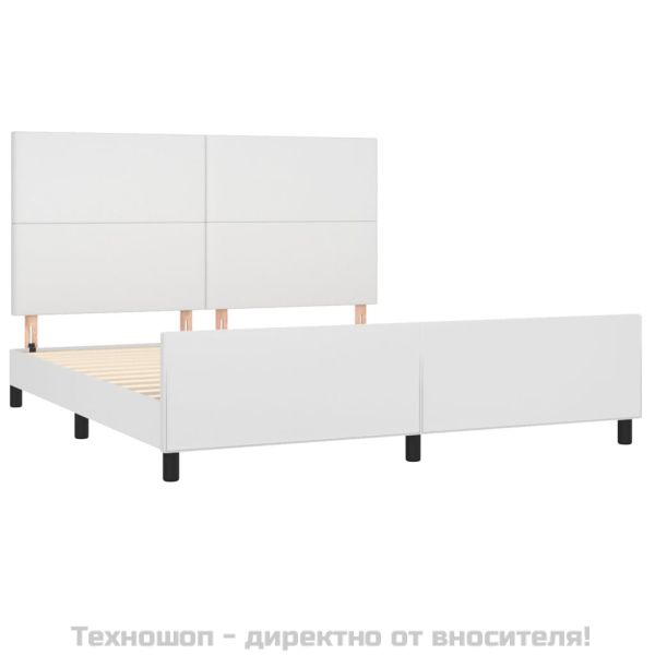Рамка за легло с табла, бяла, 180x200 см, изкуствена кожа