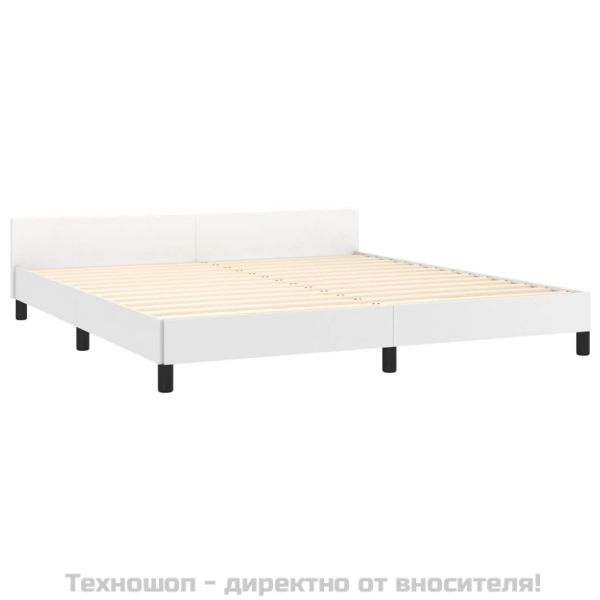Рамка за легло с табла, бяла, 180x200 см, изкуствена кожа