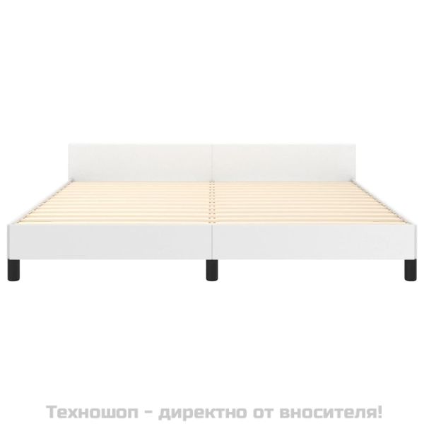 Рамка за легло с табла, бяла, 180x200 см, изкуствена кожа