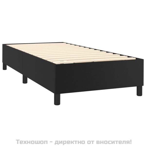 Боксспринг легло с матрак, черно, 90x200 см, изкуствена кожа