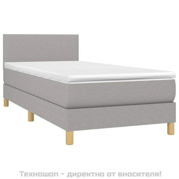 Боксспринг легло с матрак, светлосиво, 90x200 см, плат