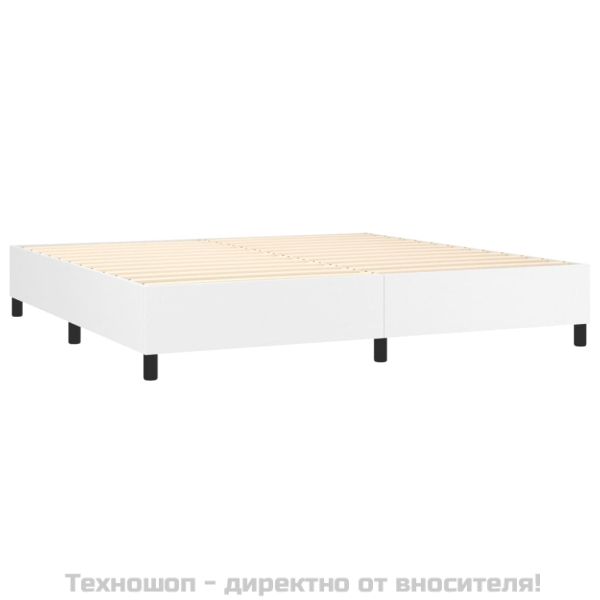 Боксспринг легло с матрак, бяло, 200x200 см, изкуствена кожа