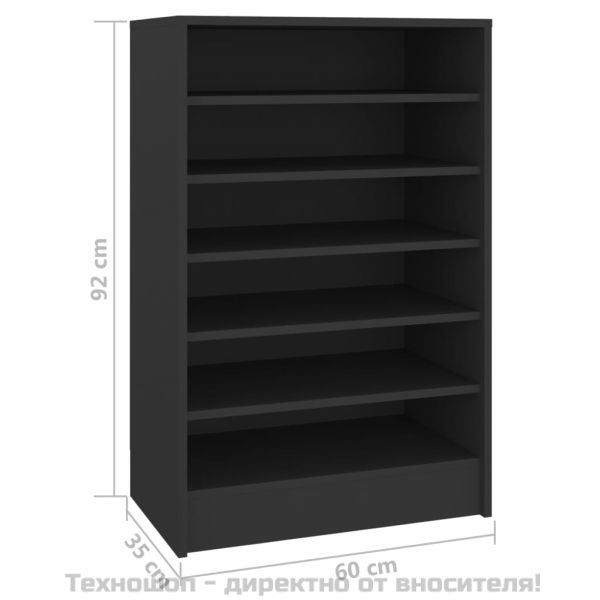 Шкаф за обувки, черен, 60x35x92 см, инженерно дърво