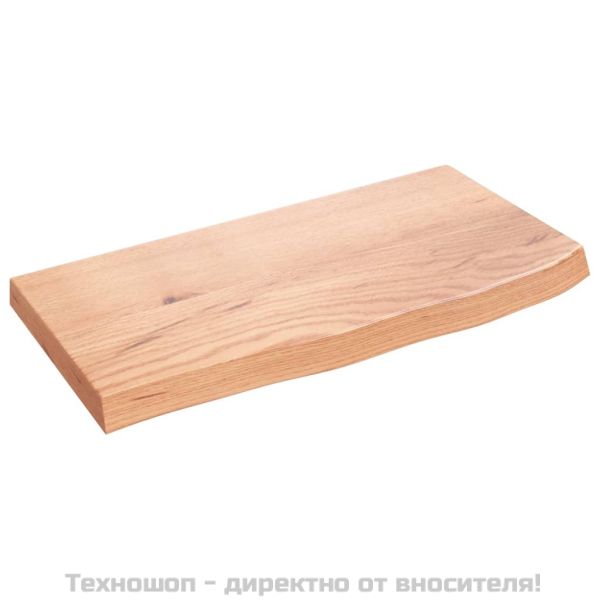 Стенен рафт светлокафяв 60x30x(2-4) см обработен масивен дъб