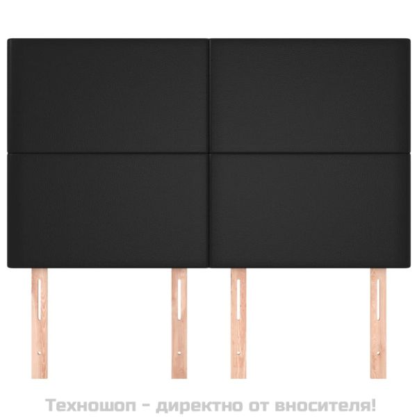 Табла за легло, черна, 144x5x118/128 см, изкуствена кожа