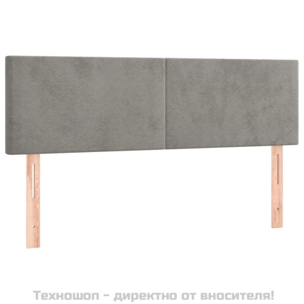 Горни табли за легло, 2 бр, светлосиви, 72x5x78/88 см, кадифе