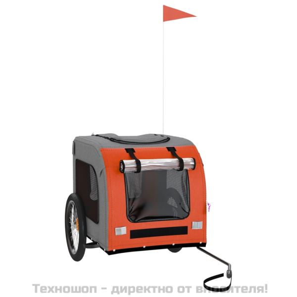 Ремарке за колело за любимци оранжев и сив Оксфорд плат желязо